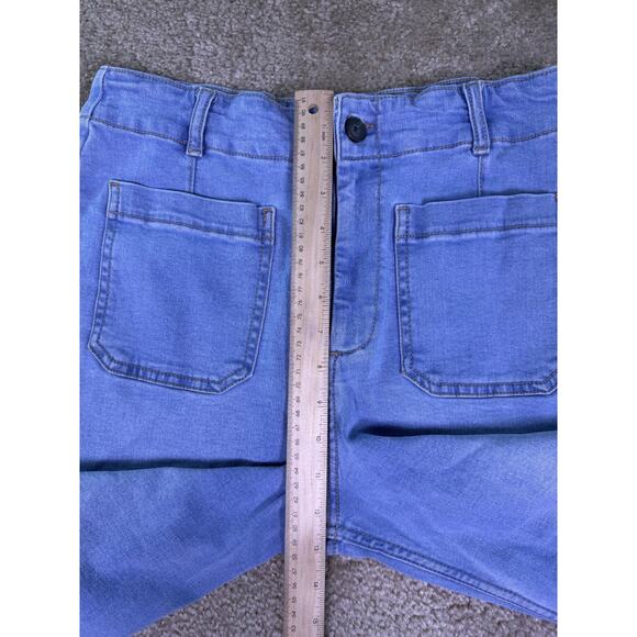 Bagatelle Collection Jeans Womens Size 30 Wide Leg Crop Denim Patch Pockets E141 - Picture 9 of 13